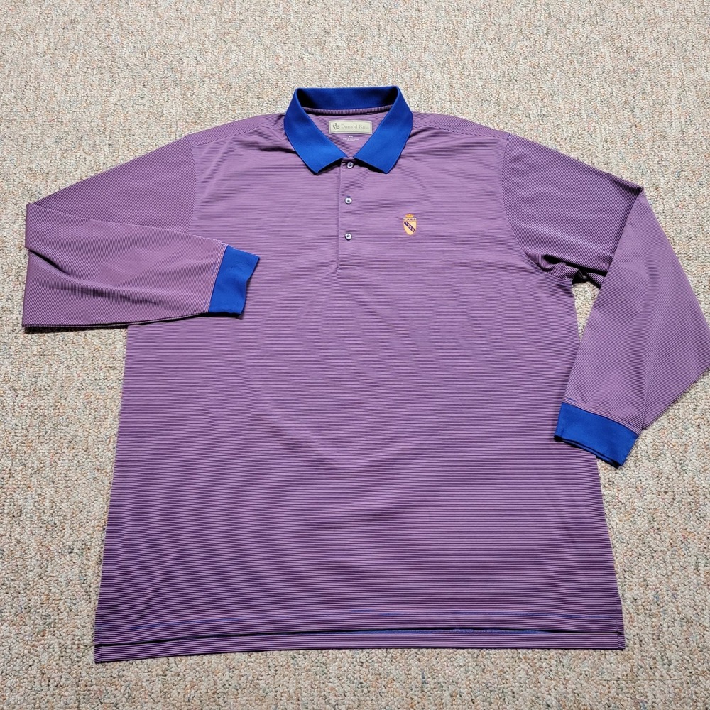 Donald Ross Golf Polo Mens 2XL Purple Stripe Long Sleeve SCCC 1916 Country Club